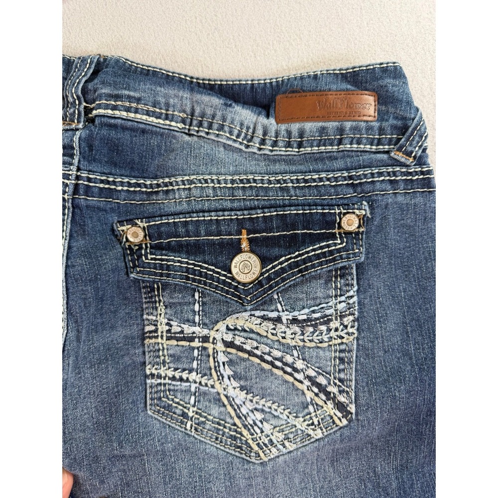 WallFlower Jeans Size 13 Medium Wash Low Rise Bootcut Y2K Gothic Logo 2000s